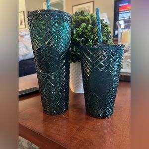 Starbucks venti and grande tumblers. Green. 2021 addition